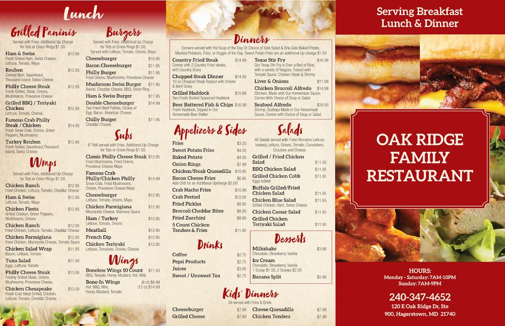 Oak Ridge Family Restaurant Menu image 1